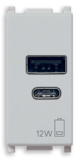 VIMAR SPA - VIW14292.AC.SL ALIMENTATORE USB A+C 12W2,4A5V 1M SILVER