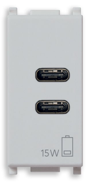 VIMAR SPA - VIW14292.CC.SL ALIMENTATORE USB C+C 15W 3A 5V 1M SILVER