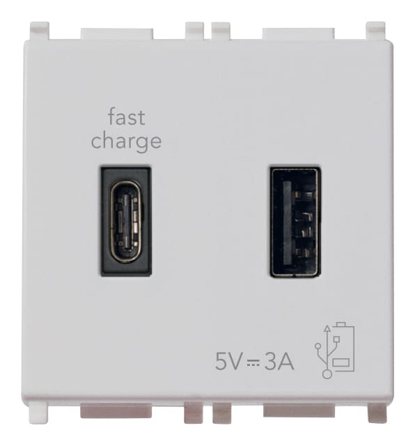 VIMAR SPA - VIW14295.AC.SL ALIMENTATORE USB A+C 15W 3A 5V 2M SILVER