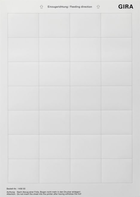 GIRA - GIR145600 FOGLIO DICITURE 46,9 X 36,9 MM