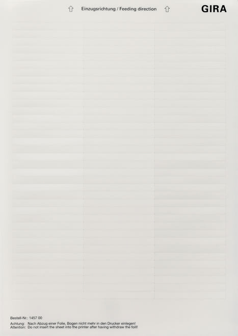 GIRA - GIR145700 FOGLIO DICITURE 62,8 X 6,8 MM ACCESSORI