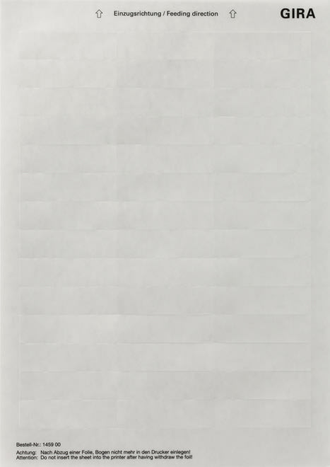 GIRA - GIR145900 FOGLIO DICITURE 62 X 18 MM