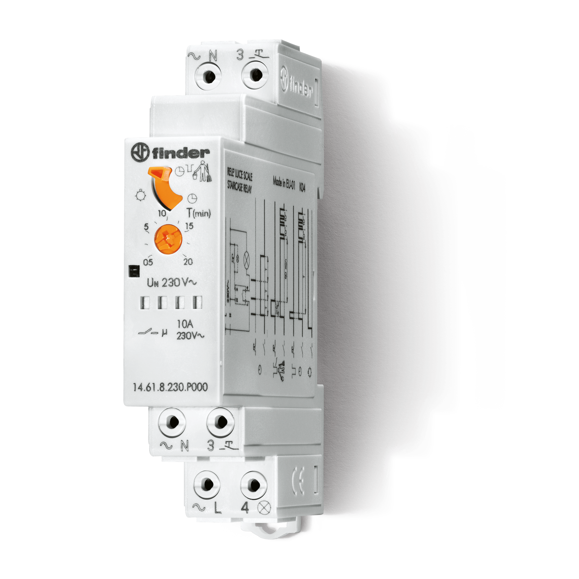 FINDER SPA - FIN14618230P000 LUCE SCALA DIN 17.5MM 1NO 20MIN PUSH-IN