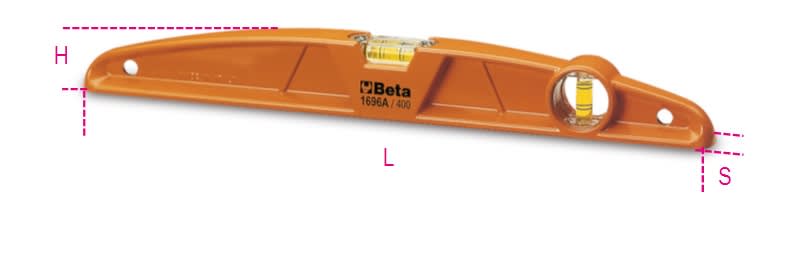 BM SPA - BMM016960110 Livelle in alluminio pressofuso con 1 base rettificata a 2 fiale infrangibili