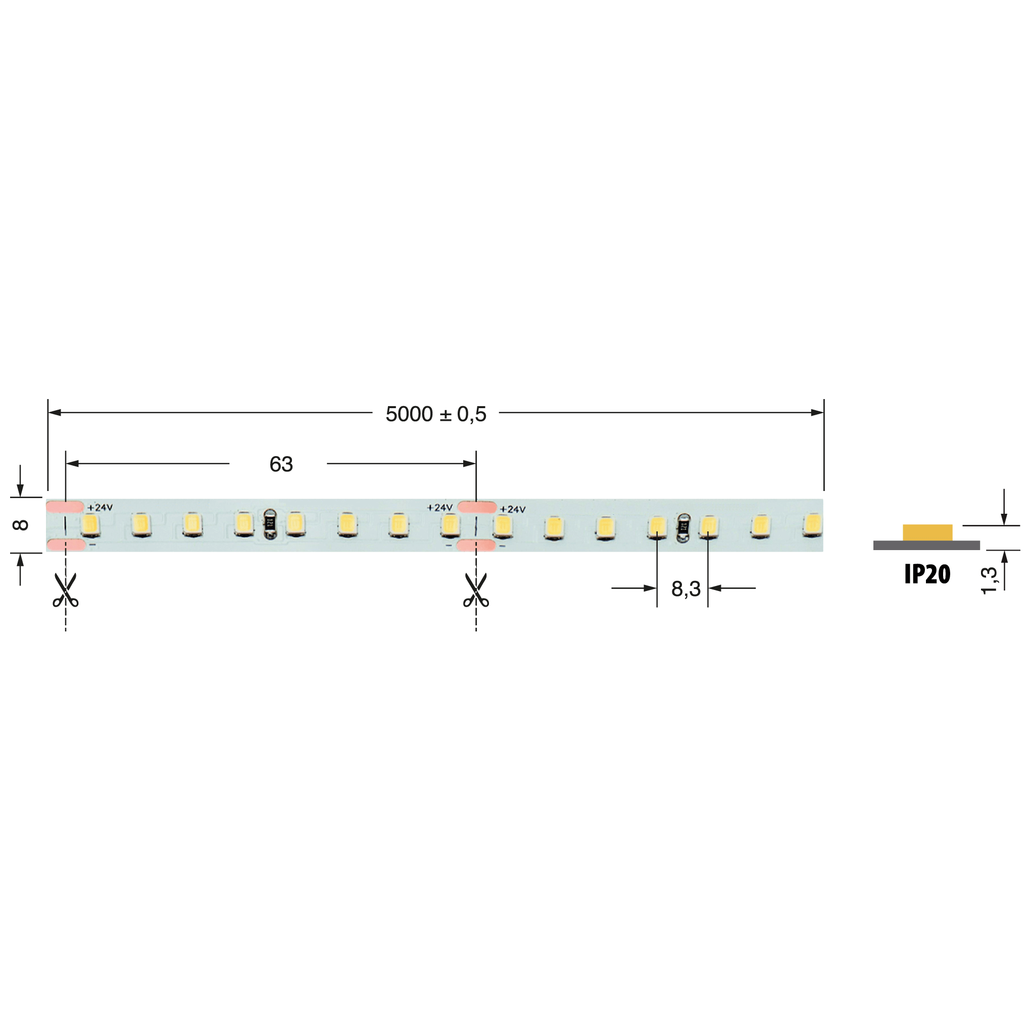 ELCART DISTRIBUTION - ERT186100000 STRISCIA LED 8W/M BF 24V IP20