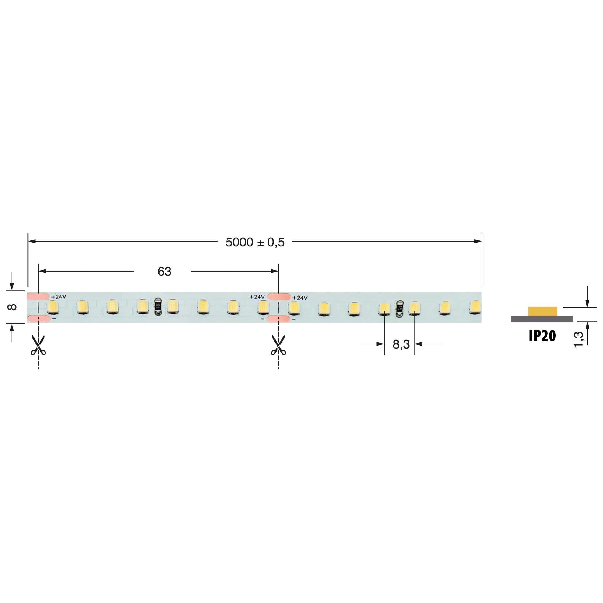 ELCART DISTRIBUTION - ERT186100500 STRISCIA LED 8W/M BCC 24V IP20