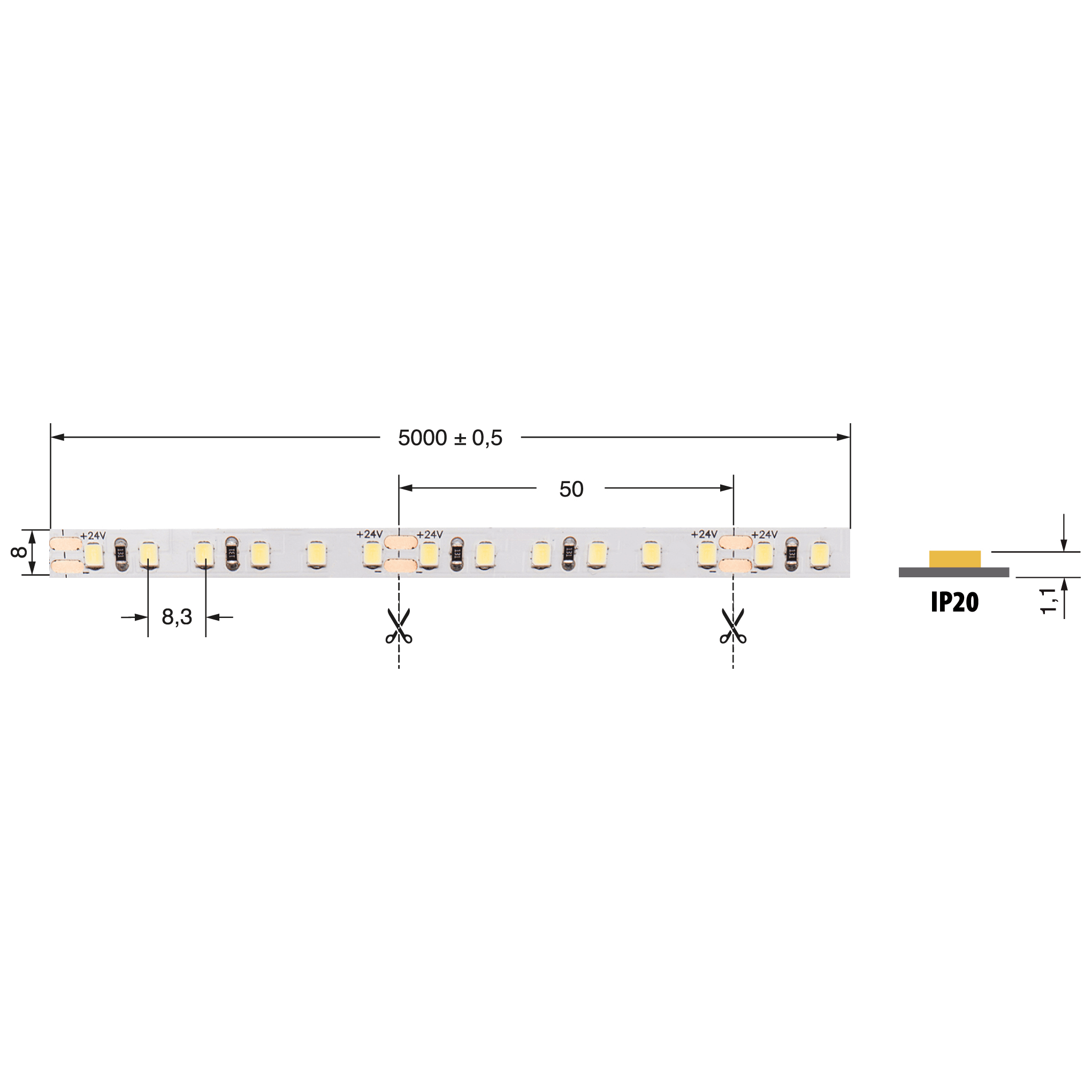 ELCART DISTRIBUTION - ERT186152000 LEDSTRIP 9,6W/MT 24V BFREDDO IP20