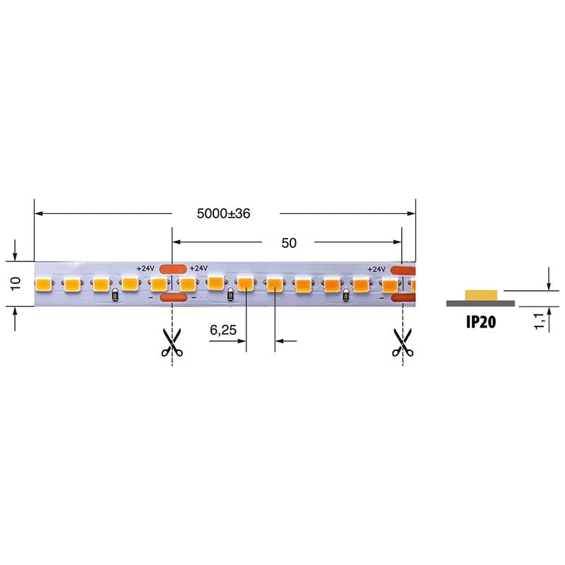 ELCART DISTRIBUTION - ERT186345000 STRISCIA LED 19,2W/MT BF 24V IP20