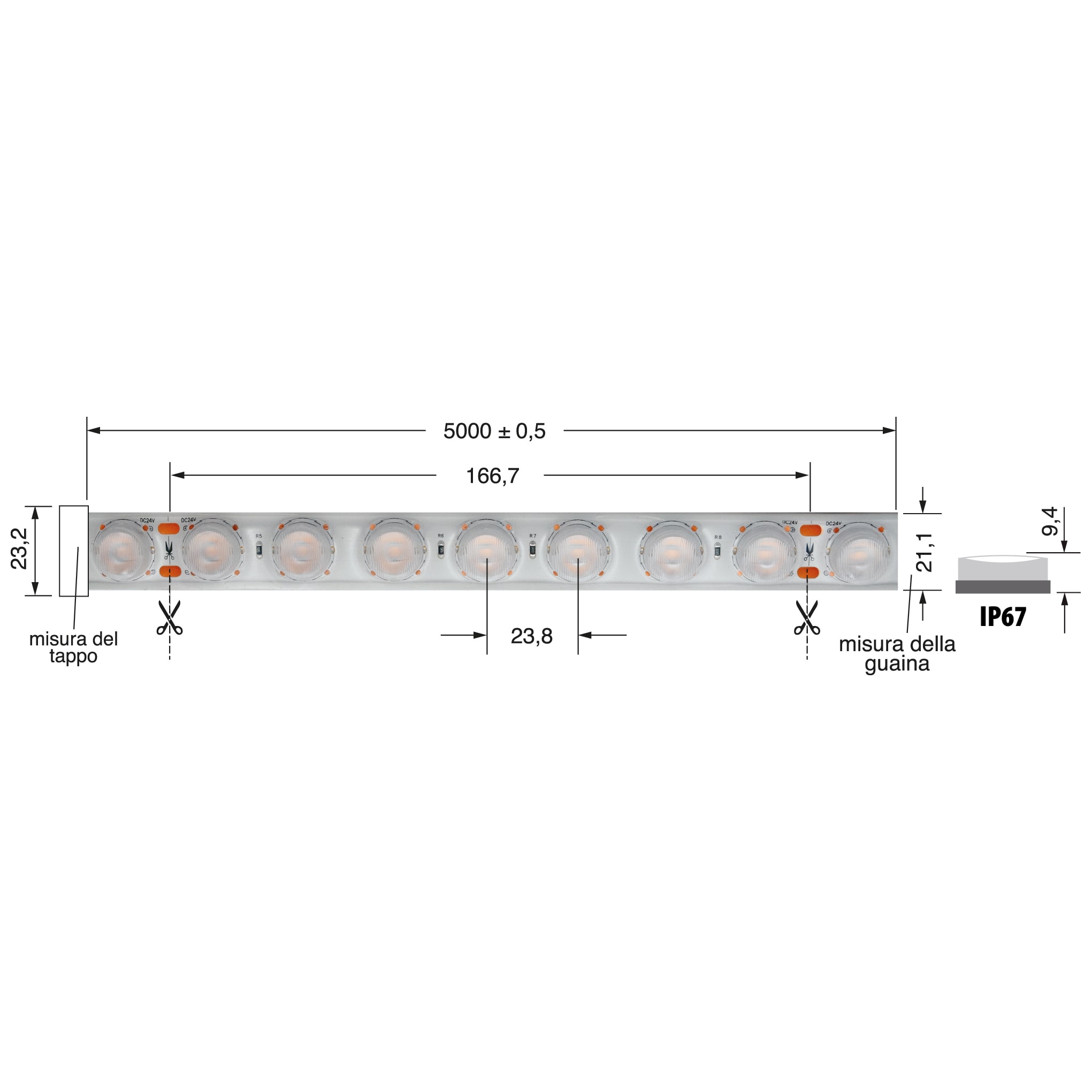 ELCART DISTRIBUTION - ERT186540200 WALL WASHER 15WM 24V BN IP67 CR90