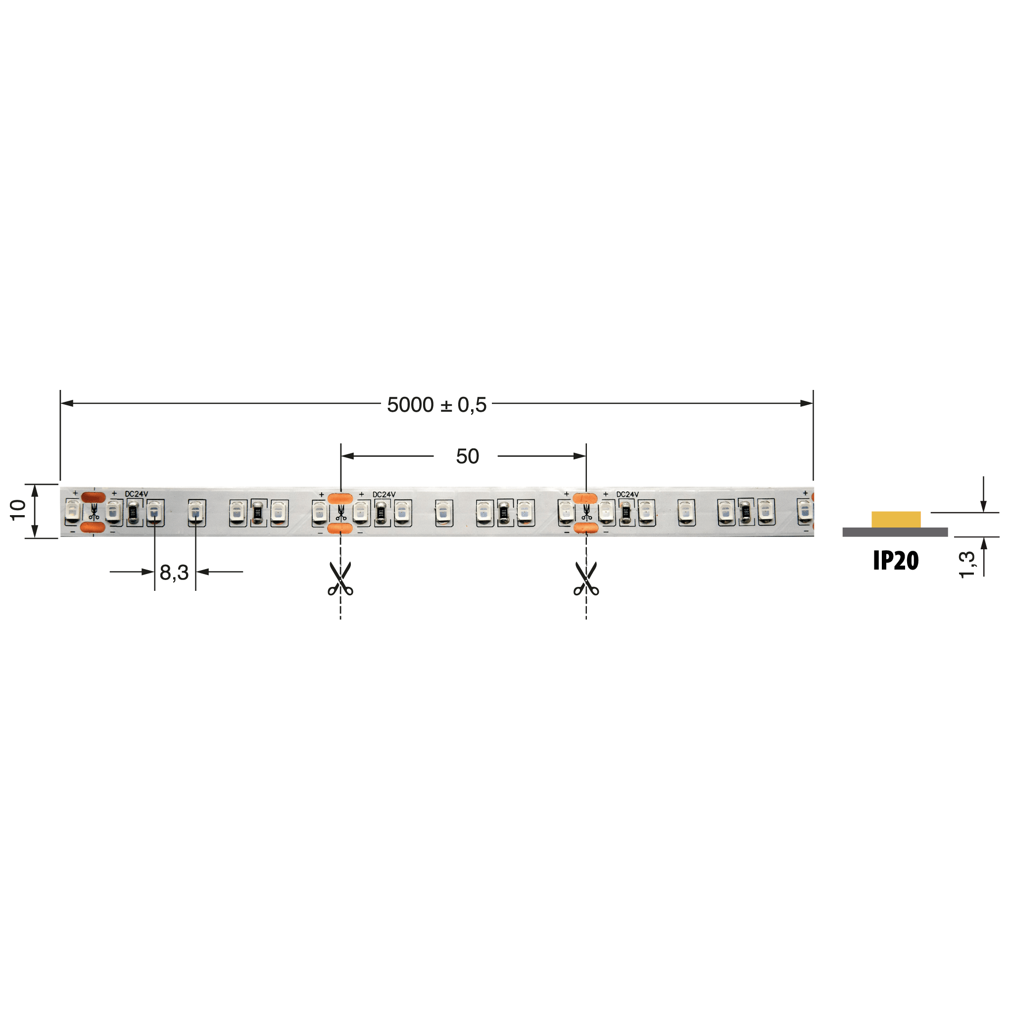 ELCART DISTRIBUTION - ERT186680100 STRISCIA LED 9,6W/M R 24V IP20