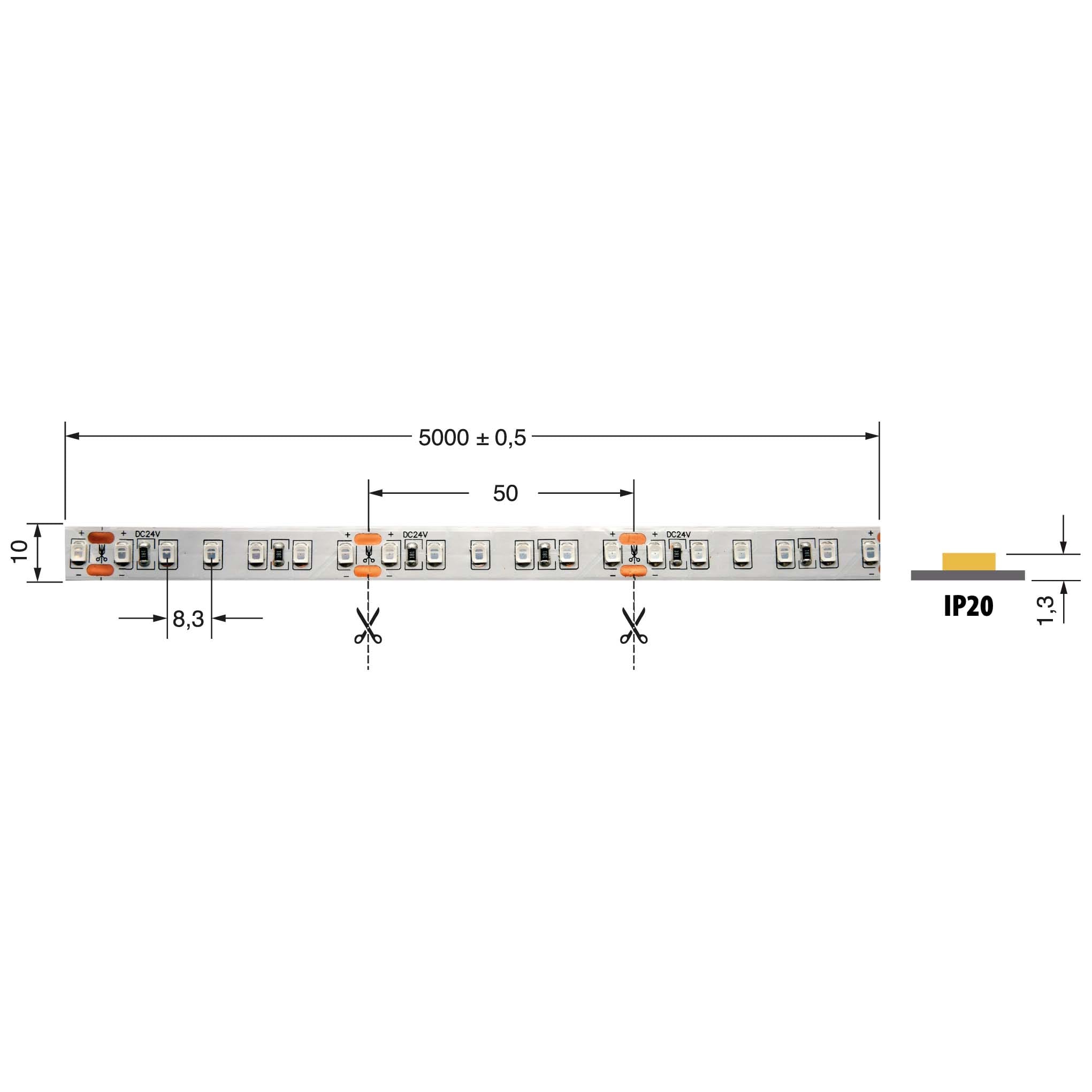 ELCART DISTRIBUTION - ERT186681100 STRISCIA LED 9,6W/M B 24V IP20