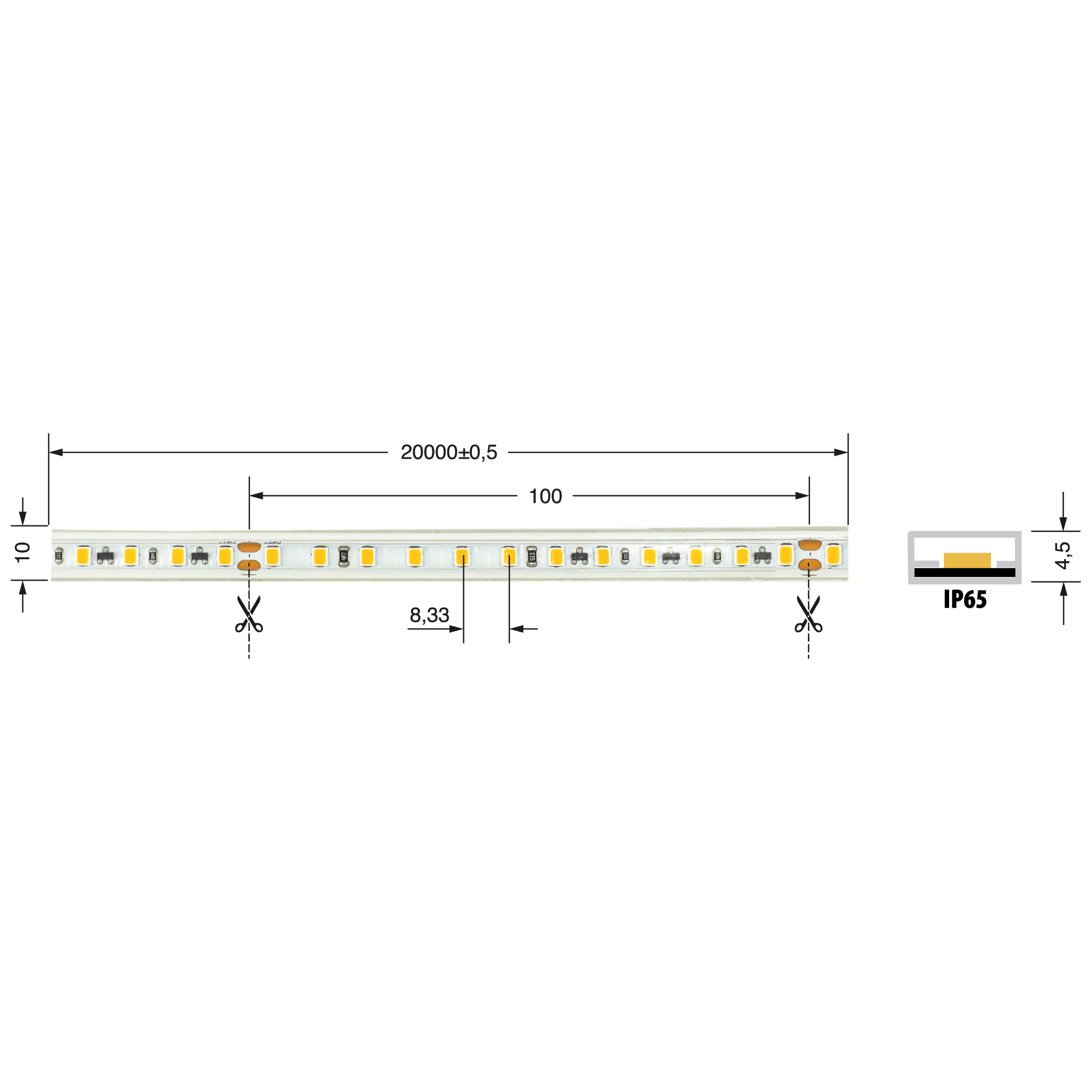 ELCART DISTRIBUTION - ERT186703100 STRI.LED 8W/MT BF 48V IP65 CRI90
