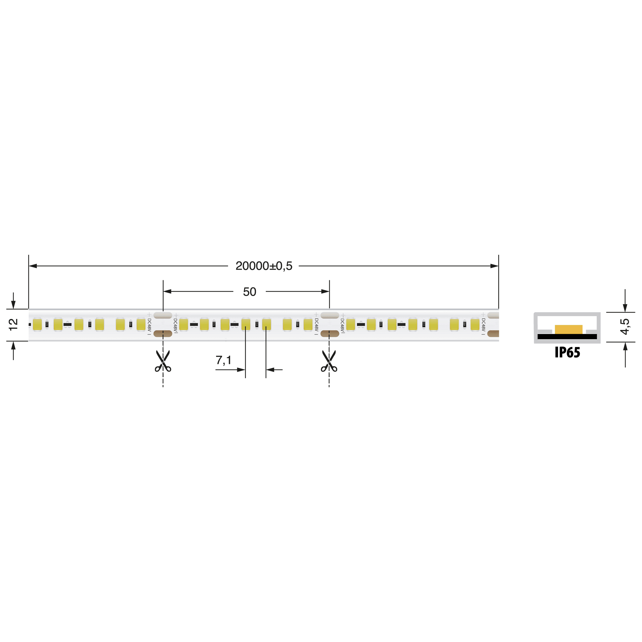 ELCART DISTRIBUTION - ERT186705400 STR.LED 14,4W/M BC 48V IP65 CRI90