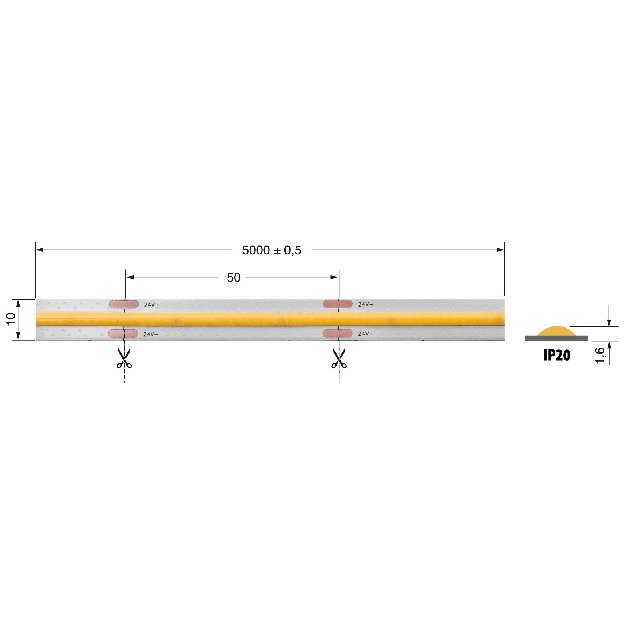 ELCART DISTRIBUTION - ERT186902000 S.LED COB 16W/M 24V BF IP20 CRI90