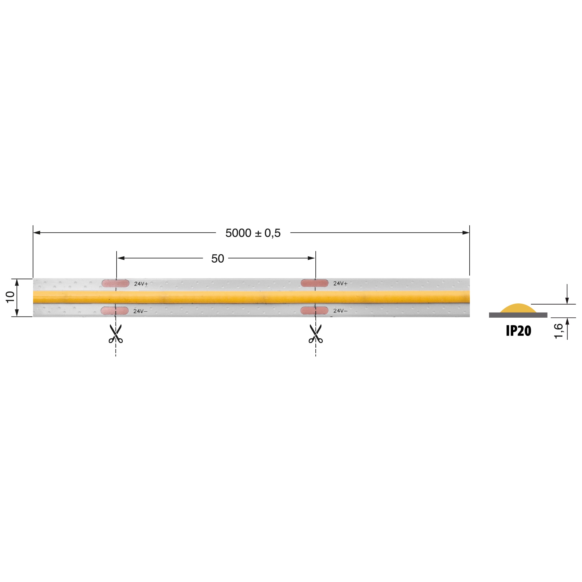 ELCART DISTRIBUTION - ERT186904200 S.LED COB 19W/M 24V BN IP20 CRI90