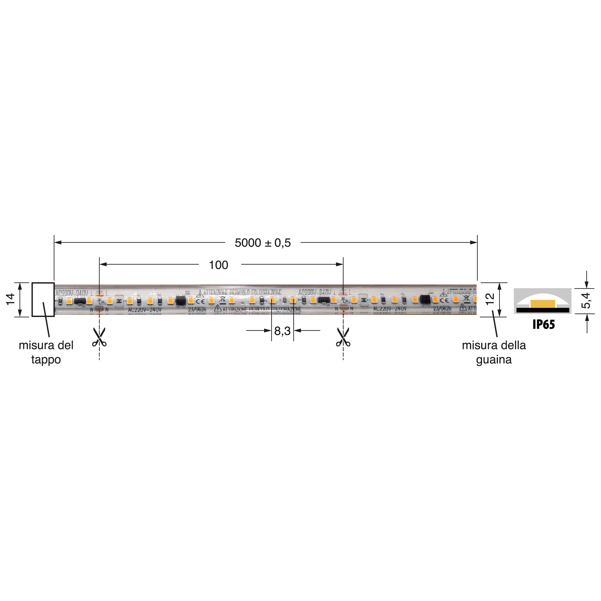 ELCART DISTRIBUTION - ERT187001400 STRI.LED 17W/M BC 220V IP65 5M