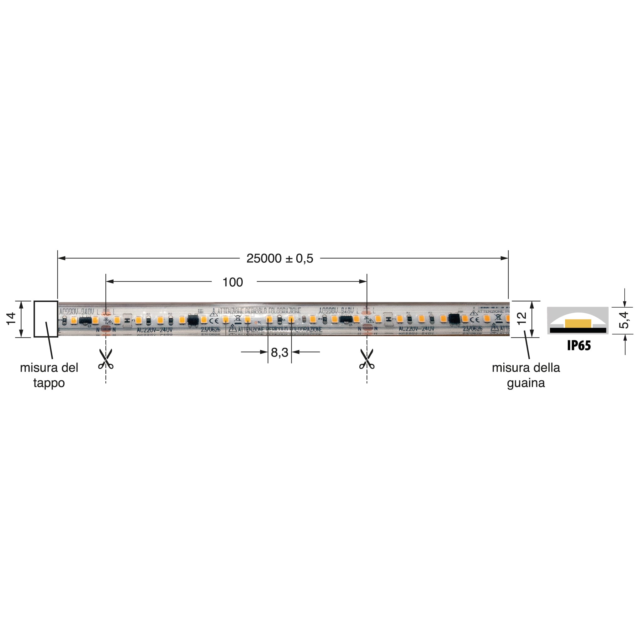 ELCART DISTRIBUTION - ERT187005400 STRI.LED 17W/M BC 220V IP65 25M