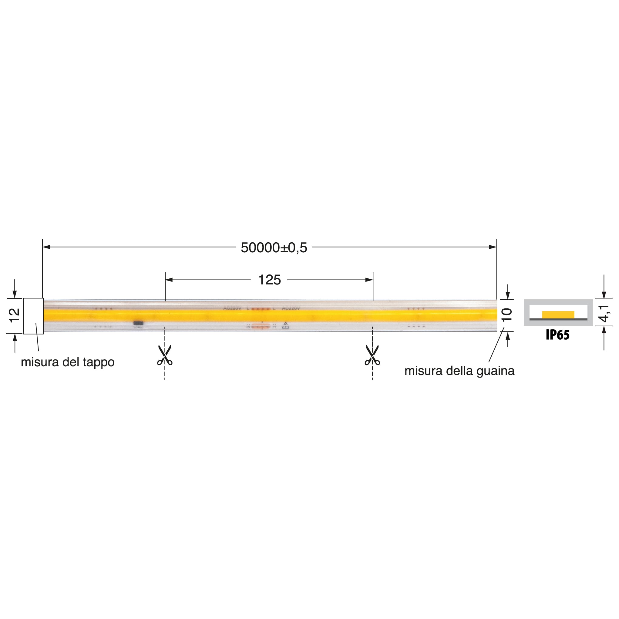 ELCART DISTRIBUTION - ERT187022400 COB STRIP 12W/M BC 220V IP65 50M