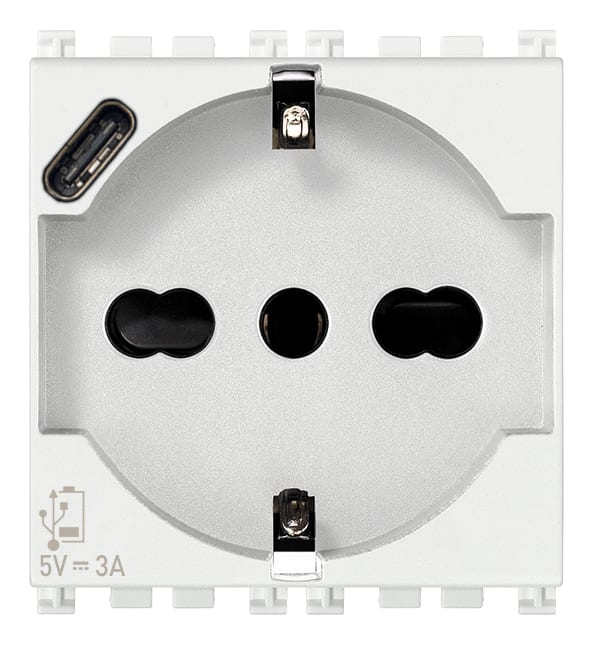 VIMAR SPA - VIW19210.USB.B PRESA 2P+T 16A UNIVERSALE + USB C BIANCO