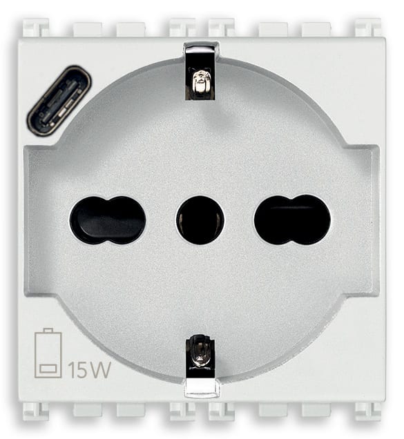 VIMAR SPA - VIW19210.USB.B PRESA 2P+T 16A UNIVERSALE + USB C BIANCO