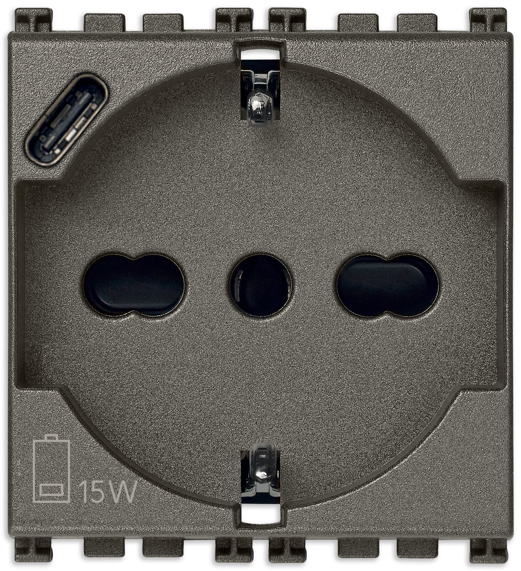 VIMAR SPA - VIW19210.USB.M PRESA 2P+T 16A UNIVERSALE + USB C METAL