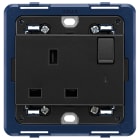 VIMAR SPA - VIW19221 PRESA 2P+T 13A INGLESE INTERR. GRIGIO