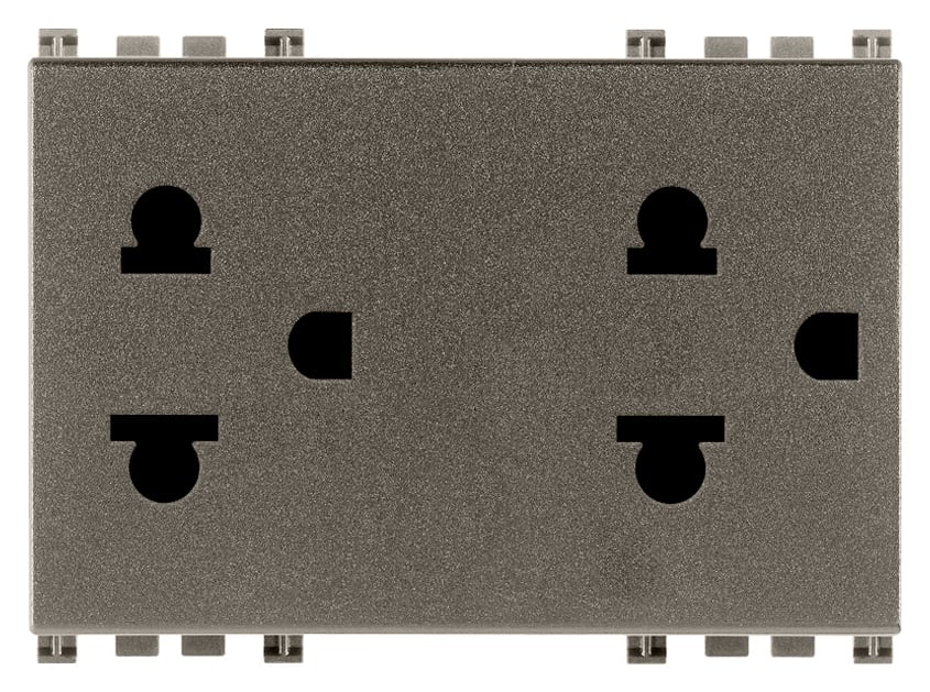 VIMAR SPA - VIW19249.M DUE PRESE SICURY 2P+T 16A USA+EU METAL