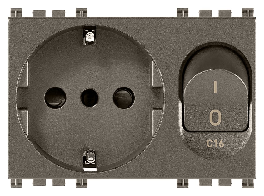 VIMAR SPA - VIW19276.M Presa 2P+T 16A P30 intb+MT C16 Metal