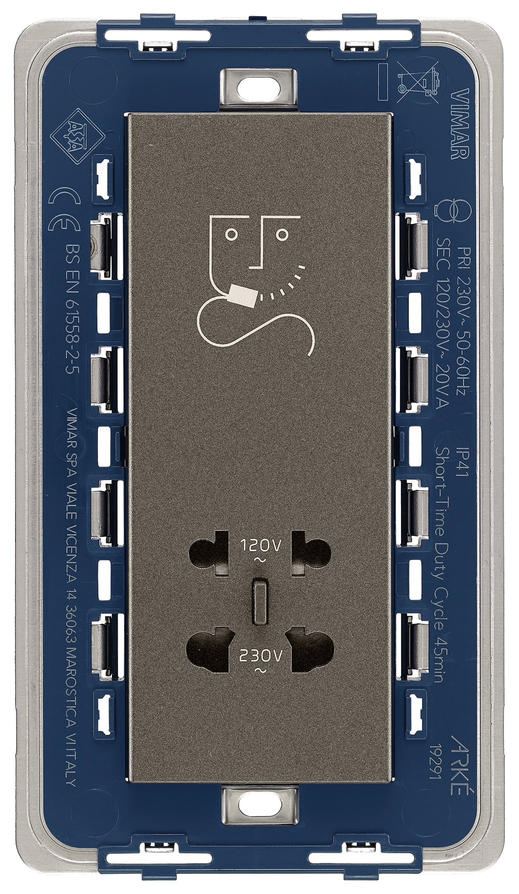 VIMAR SPA - VIW19291.M Presa per rasoio verticale 230V Metal