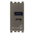 VIMAR S.P.A. - VIW19292.AC.M ALIMENTATORE USB A+C 12W2,4A5V 1M  METAL