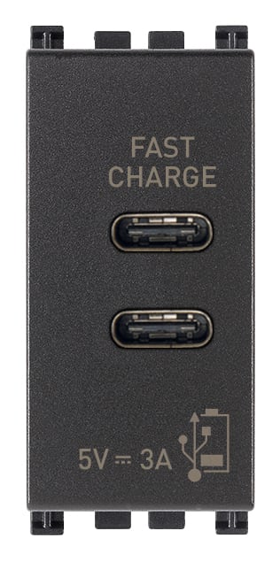 VIMAR SPA - VIW19292.CC ALIMENTATORE USB C+C 15W 3A 5V 1M GRIGIO