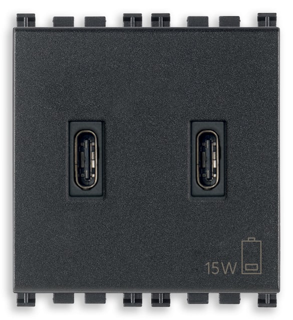 VIMAR SPA - VIW19295.CC ALIMENTATORE USB C+C 15W 3A 5V 2M GRIGIO