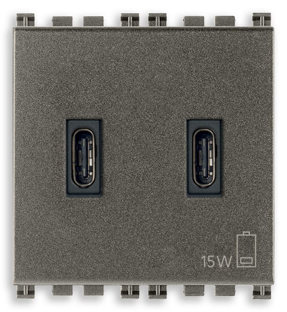 VIMAR SPA - VIW19295.CC.M Alimentatore USB C+C 15W 3A 5V 2M Metal