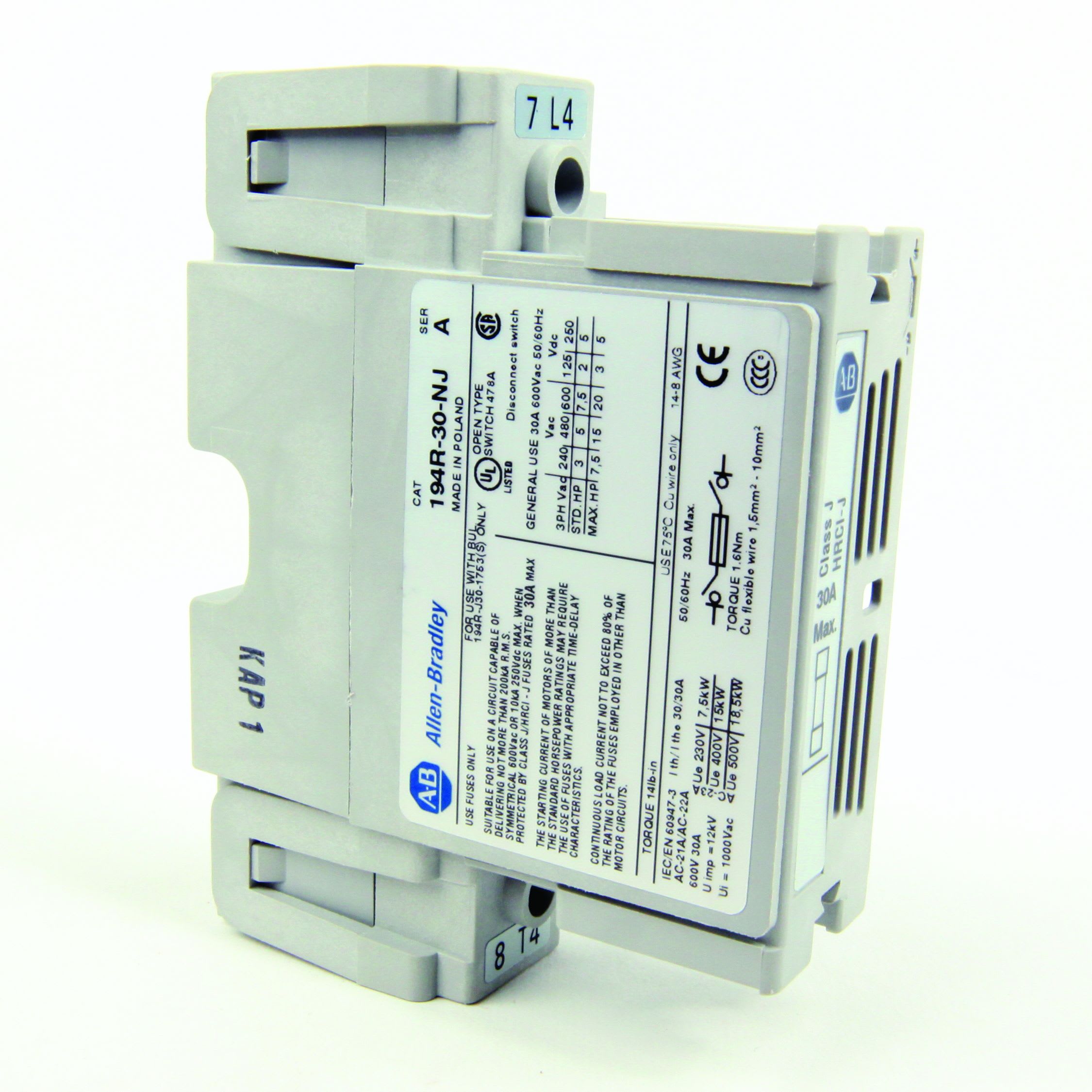 ROCKWELL AUTOMATION - RCK194R-30-NJ 194R 30 AMPERE 4TH POWER POLE MODULE