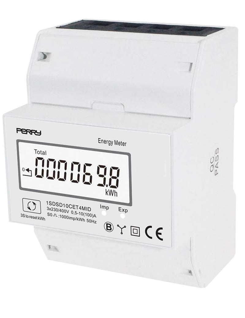 PERRY - PER1SDSD10CET4MID CONTATORE ENERGIA TRIFASE 4DIN MID