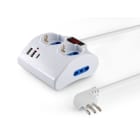 ALPHA ELETTRONICA SR - ALP23-053/03 Multipresa da tavolo con 2 prese Universali Italia P40 e 1 Italia bipasso 10/16A - Interruttore - Cavo 1,5m - Spina 10A a 90° - 2 USB A e 1 USB C - P