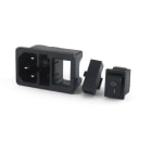 ALPHA ELETTRONICA SR - ALP23-12/2 Panel mounted AC power plug for recessed fixing - C14 - With switch and fuse block