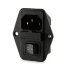 ALPHA ELETTRONICA SR - ALP23-12/6 Spina di alimentazione AC da pannello con fissaggio a vite - C14 - Con interruttore e portafusibile