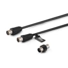ALPHA ELETTRONICA SR - ALP87-012/05B Cable from TV Coax Ø9,5mm plug to TV Coax Ø9,5mm socket - With M / M adapter - Black - 5m