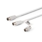 ALPHA ELETTRONICA SR - ALP87-012W/02B Coax TV plug Ø9.5mm to Coax TV socket Ø9.5mm - With adapter M / M - White - 2m