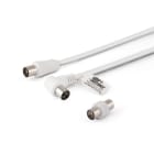 ALPHA ELETTRONICA SR - ALP87-014W/03B Cable from coax TV plug Ø9.5mm to 90 ° Coax TV socket Ø9.5mm - With adapter M / M - White - 3m