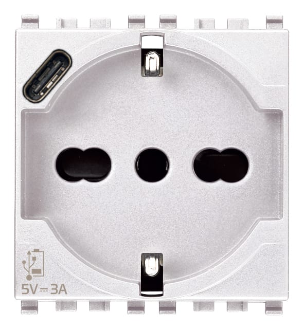 VIMAR SPA - VIW20210.USB.B Presa 2P+T 16A universale + USB C bianco
