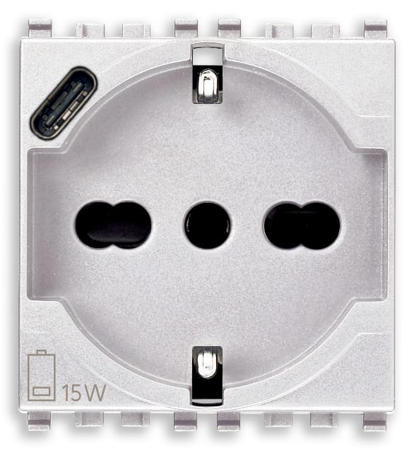 VIMAR SPA - VIW20210.USB.B PRESA 2P+T 16A UNIVERSALE + USB C BIANCO
