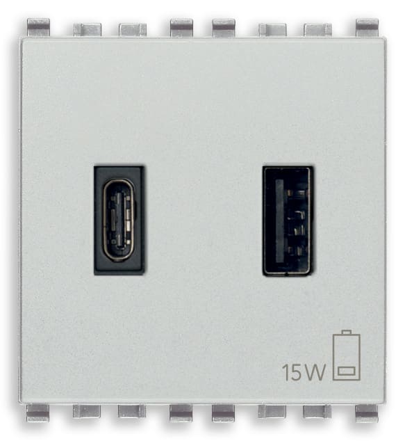 VIMAR SPA - VIW20295.AC.N ALIMENTATORE USB A+C 15W 3A 5V 2M NEXT