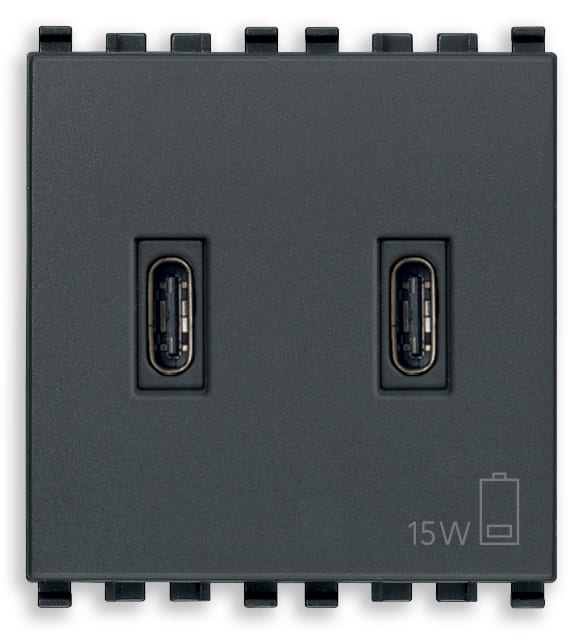VIMAR SPA - VIW20295.CC ALIMENTATORE USB C+C 15W 3A 5V 2M GRIGIO