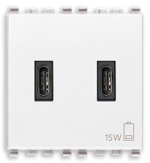 VIMAR SPA - VIW20295.CC.B ALIMENTATORE USB C+C 15W 3A 5V 2M BIANCO
