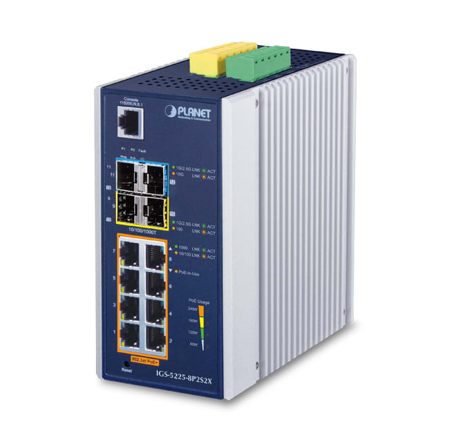 QUBIX SPA - QBX2032402 IGS-5225-8P2S2X IP30 8GE POE+ 2SFP 2SFP+