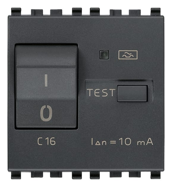 VIMAR SPA - VIW20411.16 INTERRUTTORE MTDIFF.1P+N C16 10MA GRIGIO