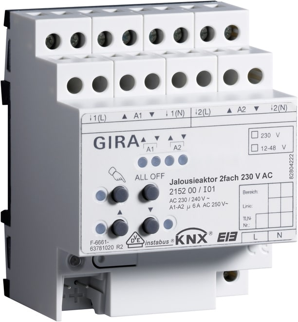 GIRA - GIR215200 ATTUATORE VENEZIANA 2X 230 V AC KNX AMG
