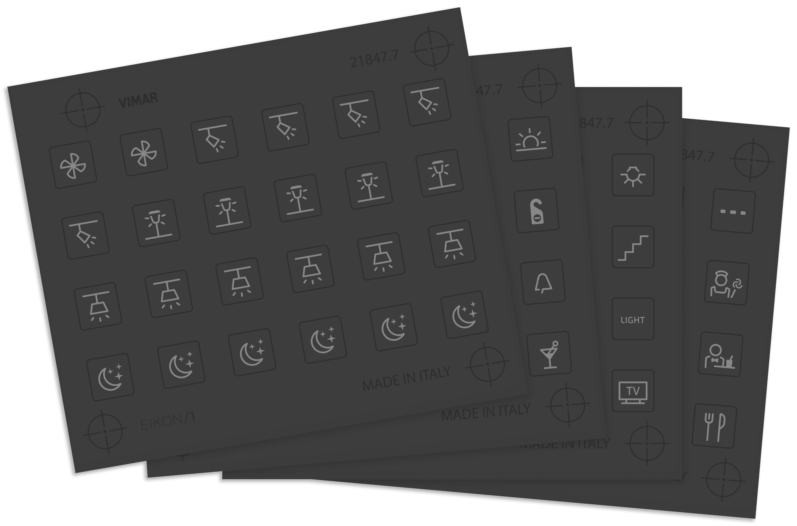 VIMAR SPA - VIW21847.7 4 FOGLI ETICHETTE SIMBOLI ILLUMINABILI